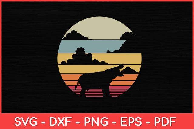 Hippo Hippopotamus Retro Vintage 60 70s Sunset Mammal Animal Svg Design SVG artprintfile 