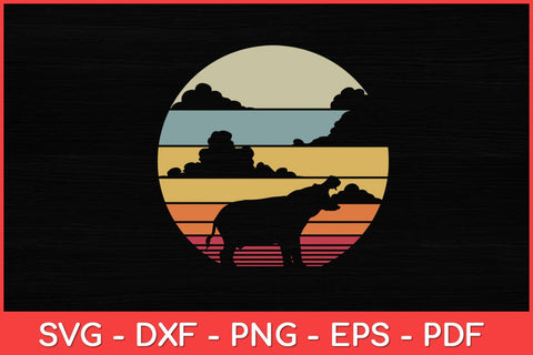 Hippo Hippopotamus Retro Vintage 60 70s Sunset Mammal Animal Svg Design SVG artprintfile 
