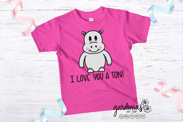 Hippo I Love You a Ton SVG SVG Gardenias Art Shop 