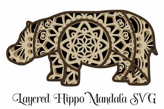 Hippo Layered Mandala SVG - 4 Layers SVG Digital Honeybee 