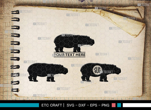 Hippo Monogram, Hippo Silhouette, Hippo SVG, Hippopotamus Svg, Morse Hippo Svg, River Horse Svg, SB00278 SVG ETC Craft 