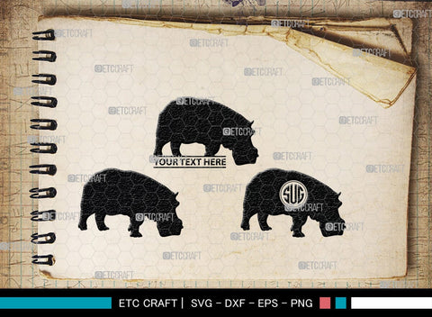 Hippo Monogram, Hippo Silhouette, Hippo SVG, Hippopotamus Svg, Morse Hippo Svg, River Horse Svg, SB00278 SVG ETC Craft 