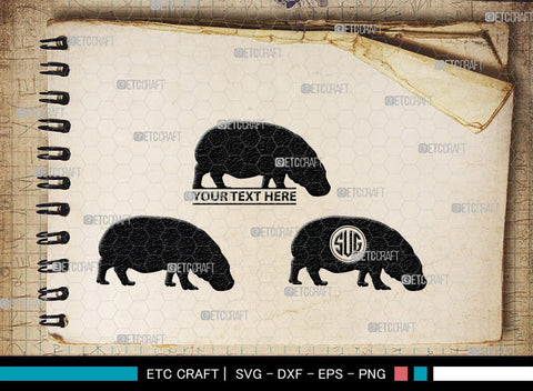 Hippo Monogram, Hippo Silhouette, Hippo SVG, Hippopotamus Svg, Morse Hippo Svg, River Horse Svg, SB00278 SVG ETC Craft 