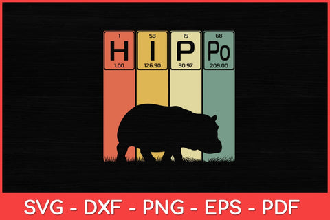 Hippo Periodic Table Elements Rhino Lover Hippopotamus Retro Svg Design SVG artprintfile 