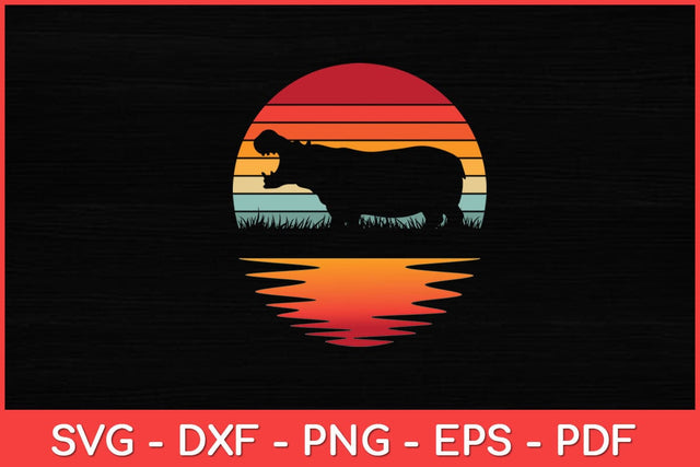 Hippo Retro Sunset Hippo Lover Svg Design SVG artprintfile 