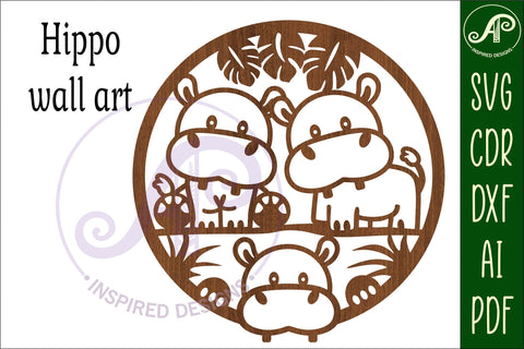 Hippo wall art sign, SVG file. vector file SVG APInspireddesigns 