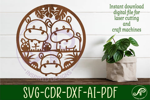 Hippo wall art sign, SVG file. vector file SVG APInspireddesigns 