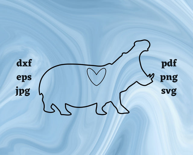 Hippopotamus Heart SVG Cut File SVG Northern Light SVG 