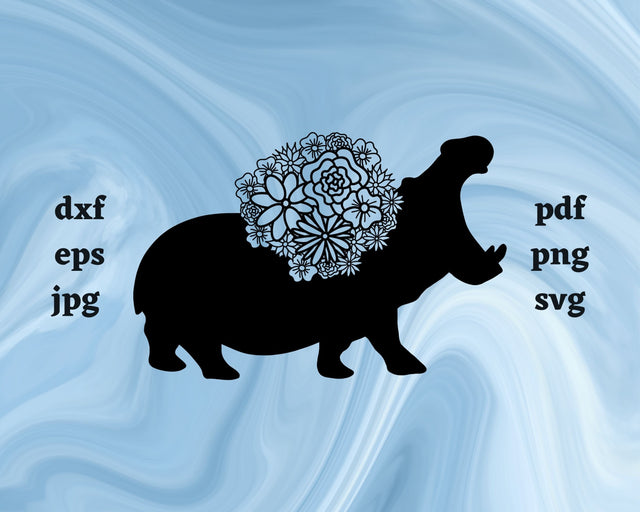 Hippopotamus Mandala SVG Cut File SVG Northern Light SVG 