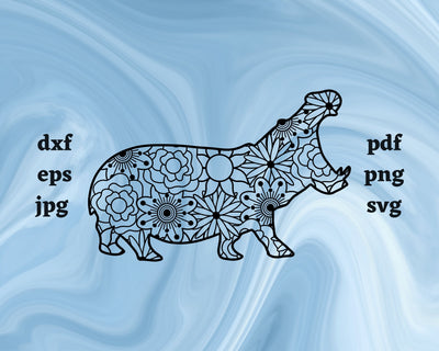 Hippopotamus Mandala SVG Cut File SVG Northern Light SVG 