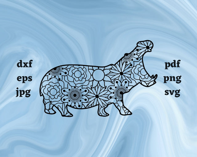 Hippopotamus Mandala SVG Cut File SVG Northern Light SVG 