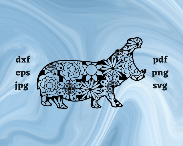 Hippopotamus Mandala SVG Cut File SVG Northern Light SVG 