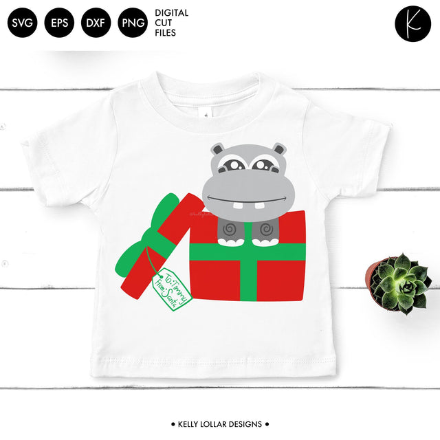 Hippopotamus Present SVG Kelly Lollar Designs 