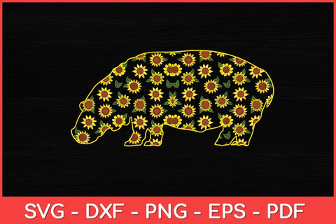 Hippopotamus Sunflower Hippology Hippo Lover Svg Design SVG artprintfile 