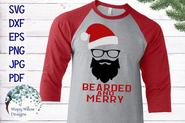Hipster Santa | Bearded and Merry | Christmas SVG SVG Wispy Willow Designs 