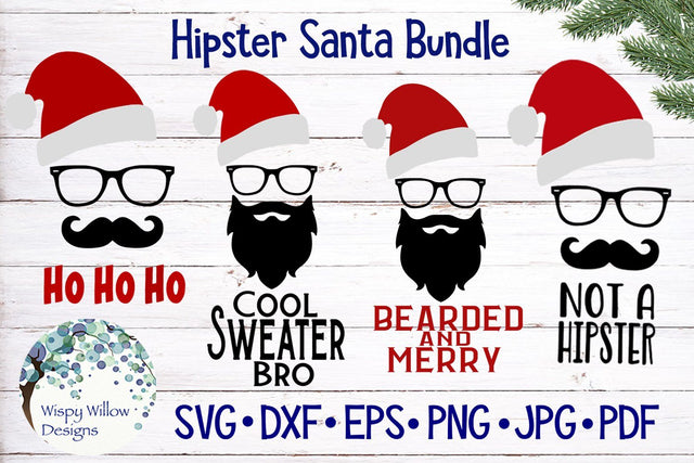 Hipster Santa Bundle Christmas SVG SVG Wispy Willow Designs