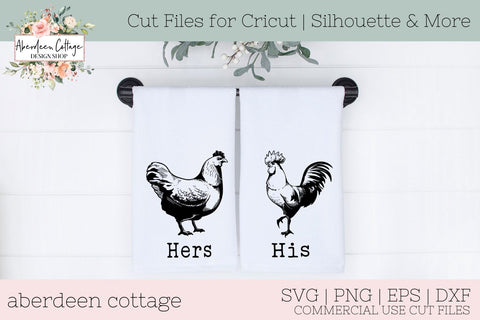 His and Her Rooster and Hen Set of 2 SVG Aberdeen Cottage 