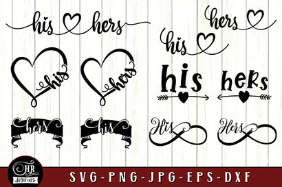 His and Hers SVG Bundle, Couples Gift Idea, Husband Wife, Boyfriend Girlfriend, Matching Couple, Love, Romantic, Eps Png Dxf, Cricut, Crafts SVG HRdigitals 