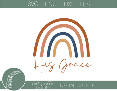 His Grace Religious Boho Rainbow SVG SVG Linden Valley Designs 