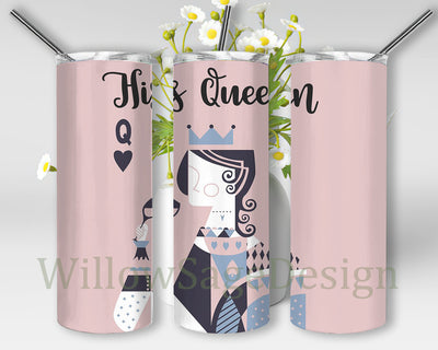 His Queen Tumbler Png, Q Design Tumbler, Queen 20oz Skinny Tumbler, Queen Sublimation Design, Digital Download Sublimation WillowSageDesign 