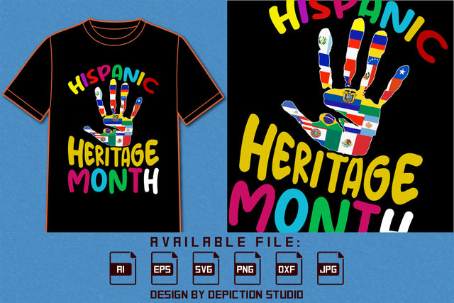 Hispanic Heritage Month Hand Flags T Shirt, Heritage Month Hand Flag Shirt, Hispanic Country's Shirt, Hispanic Heritage Month Shirt Print Template SVG Depiction Studio 
