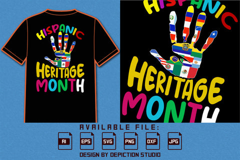 Hispanic Heritage Month Hand Flags T Shirt, Heritage Month Hand Flag Shirt, Hispanic Country's Shirt, Hispanic Heritage Month Shirt Print Template SVG Depiction Studio 