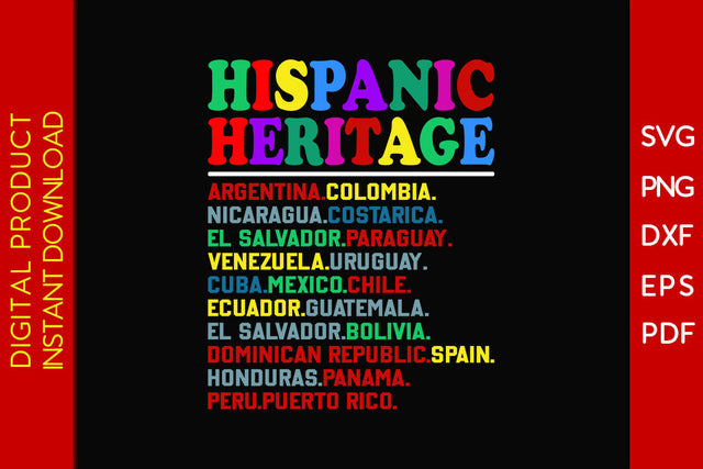 Hispanic Heritage Month Latino Countries Names SVG PNG EPS Cut File SVG Creativedesigntee 