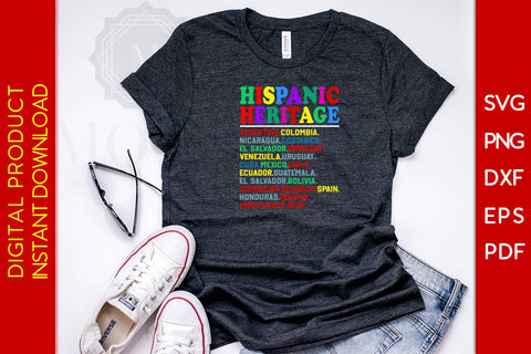 Hispanic Heritage Month Latino Countries Names SVG PNG EPS Cut File SVG Creativedesigntee 