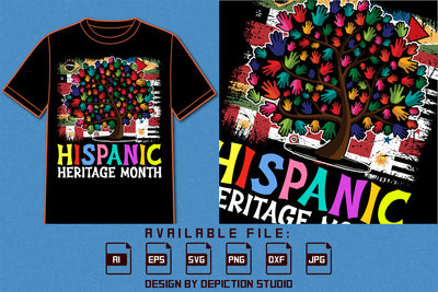 Hispanic Heritage Month Retro Vintage Flags T Shirt, Hispanic Hand Tree Shirt, Heritage Month Vintage Background Shirt, Hispanic Heritage Month Shirt Print SVG Depiction Studio 