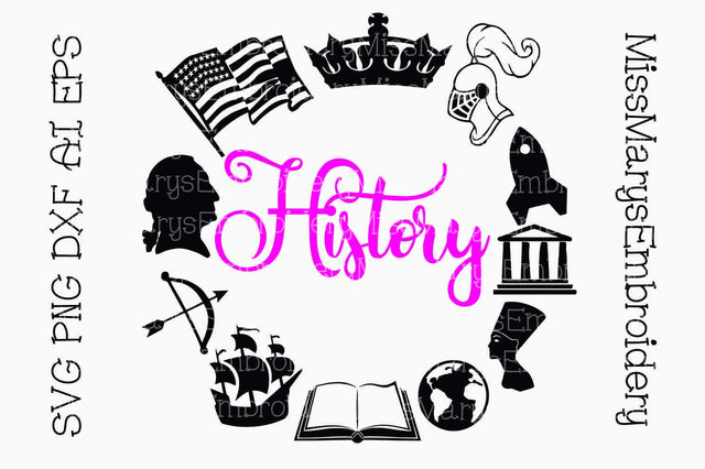 History School Subject Frame SVG MissMarysEmbroidery 