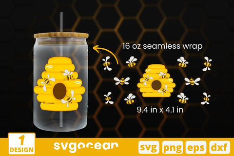 Hive Can Glass Wrap SVG SVG SvgOcean 