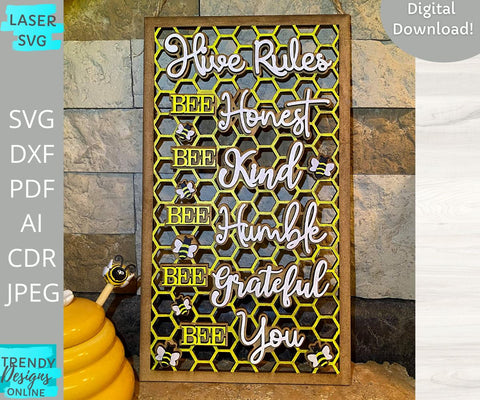 Hive rules Hexagon laser cut svg file SVG Trendy Designs Online 