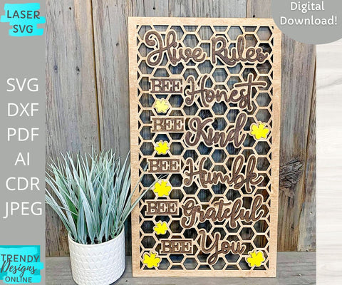 Hive rules Hexagon laser cut svg file SVG Trendy Designs Online 