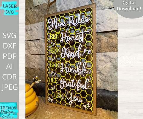 Hive rules Hexagon laser cut svg file SVG Trendy Designs Online 