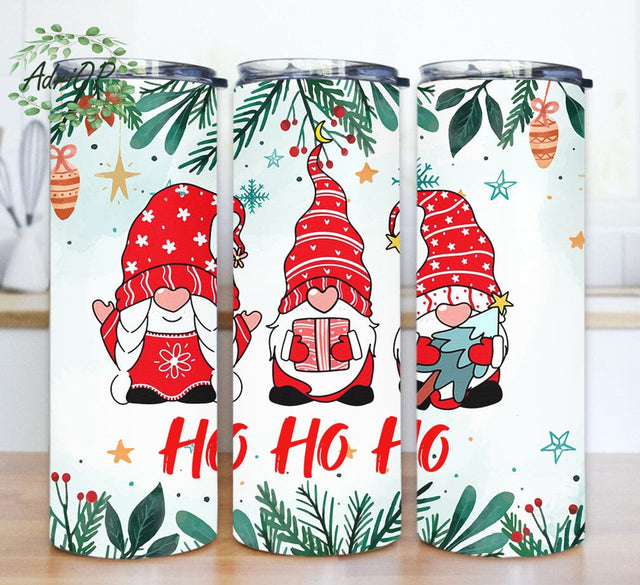 Ho ho ho 20oz Skinny Tumbler, Christmas Gnome Tumbler Png, Merry Christmas Tumbler Design, Gnome Sublimation Design, Digital Download Sublimation AdriOP 