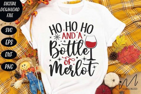 Ho ho ho and a bottle of merlot svg, Christmas drinking svg, Christmas drinkware svg, merry christmas svg SVG Isabella Machell 