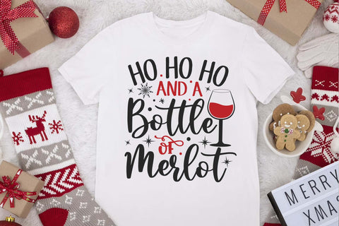 Ho ho ho and a bottle of merlot svg, Christmas drinking svg, Christmas drinkware svg, merry christmas svg SVG Isabella Machell 