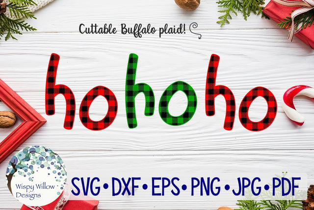 Ho Ho Ho | Buffalo Plaid Christmas SVG SVG Wispy Willow Designs 