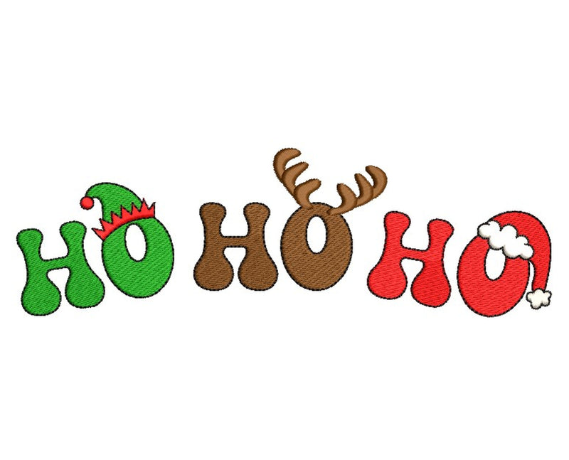 Hohoho Lettering Style Ho Ho Ho Embroidery Design, 3 sizes, Instant Download - So Fontsy