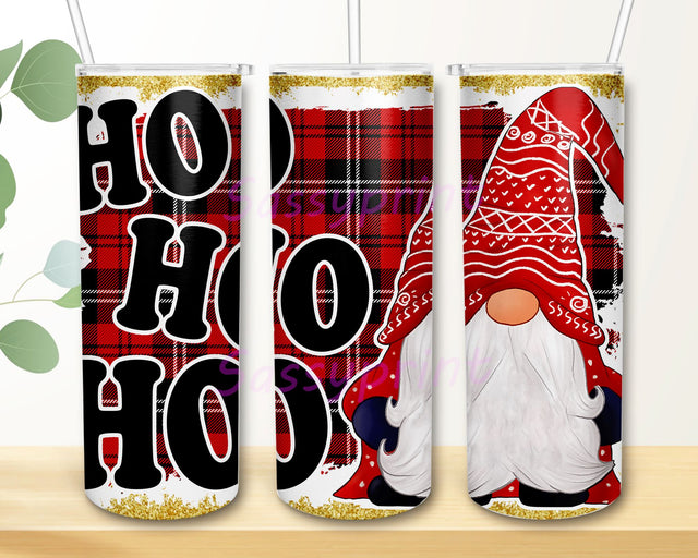 Ho Ho Ho Gnomes Buffalo Plaid 20oz Skinny Tumbler Christmas Gnomes Sublimation Designs Downloads Sublimation sassyprint 