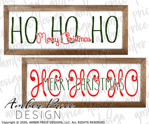 Ho Ho Ho Merry Christmas SVG | Hand Lettered SVG | Christmas Winter Home Decor SVG | Sign Stencil SVG SVG Amber Price Design 