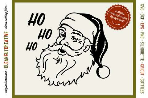 Ho ho ho Old School Santa - Vintage Retro Santa Face SVG SVG CleanCutCreative 
