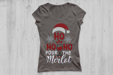 Ho Ho Ho Pour The Merlot| Christmas Santa SVG Cutting Files. SVG CosmosFineArt 