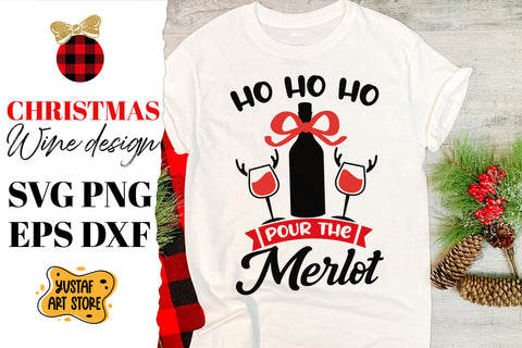 "Ho Ho Ho pour the merlot" Christmas SVG Wine design SVG Yustaf Art Store 