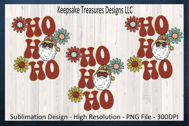 Ho Ho Ho Retro Santa Claus Sublimation Design, 3 Different Colors, Christmas T-Shirt PNG, Sublimation PNG, Digital Download Sublimation Keepsake Treasures Designs LLC. 