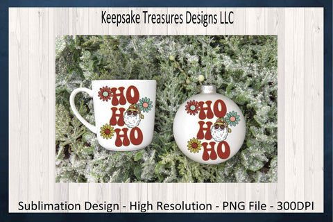 Ho Ho Ho Retro Santa Claus Sublimation Design, 3 Different Colors, Christmas T-Shirt PNG, Sublimation PNG, Digital Download Sublimation Keepsake Treasures Designs LLC. 
