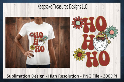 Ho Ho Ho Retro Santa Claus Sublimation Design, 3 Different Colors, Christmas T-Shirt PNG, Sublimation PNG, Digital Download Sublimation Keepsake Treasures Designs LLC. 