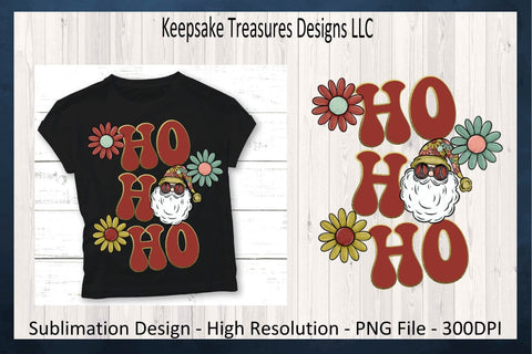 Ho Ho Ho Retro Santa Claus Sublimation Design, 3 Different Colors, Christmas T-Shirt PNG, Sublimation PNG, Digital Download Sublimation Keepsake Treasures Designs LLC. 