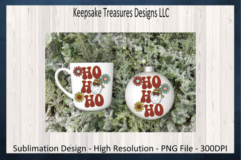 Ho Ho Ho Retro Santa Claus Sublimation Design, 3 Different Colors, Christmas T-Shirt PNG, Sublimation PNG, Digital Download Sublimation Keepsake Treasures Designs LLC. 