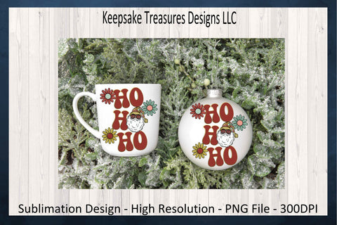 Ho Ho Ho Retro Santa Claus Sublimation Design, 3 Different Colors, Christmas T-Shirt PNG, Sublimation PNG, Digital Download Sublimation Keepsake Treasures Designs LLC. 